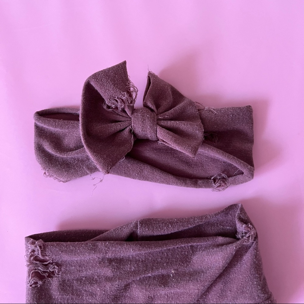 Adorable, halloween style bell bottoms with matching ribbon headband! - Picture 2 of 5